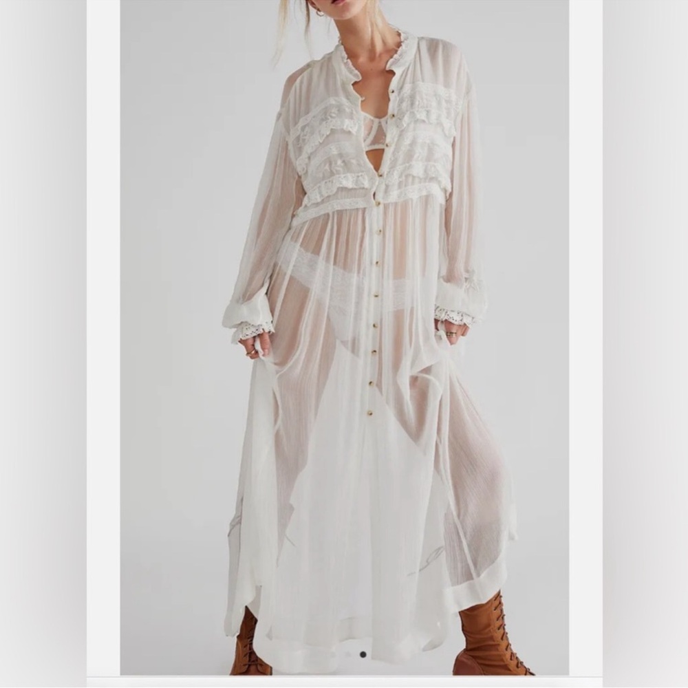 Free people 2 piece maxi dress sheer with white slip